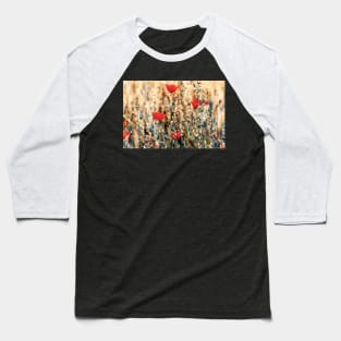 Motley Grass with Poppies Baseball T-Shirt